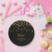 Elegante Black & Gold Glitter 50ste verjaardag Papieren Bordje (Feest)