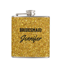 Elegante Black Gold Glitter Broche Bruidsmeisjes Heupfles