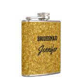 Elegante Black Gold Glitter Broche Bruidsmeisjes Heupfles (Rechts)