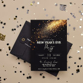 Elegante Black Gold Glitter Oudejaarsfeest Kaart