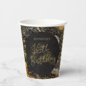 Elegante Black & Gold Glitter Verjaardag Papieren Bekers (Voorkant)