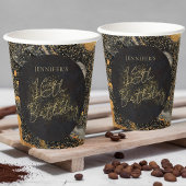 Elegante Black & Gold Glitter Verjaardag Papieren Bekers