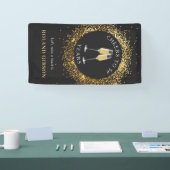Elegante Black & Gold Glitter Verjaardagsbanner Spandoek (Beurs)