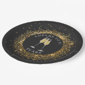 Elegante Black & Gold Glitter Verjaardagspapier Bo Papieren Bordje (Gekanteld)