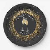 Elegante Black & Gold Glitter Verjaardagspapier Bo Papieren Bordje (Voorkant)