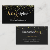 Elegante Black & Gold Glitter Visitekaartje (Voorkant / Achterkant)