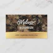 Elegante Black & Gold Glitter Waterverf Beauty Spa Visitekaartje (Voorkant)