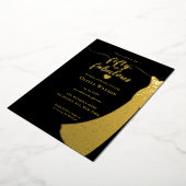 Elegante Black Gold Gown 50 en fantastische verjaa Folie Uitnodiging (Gedraaid)