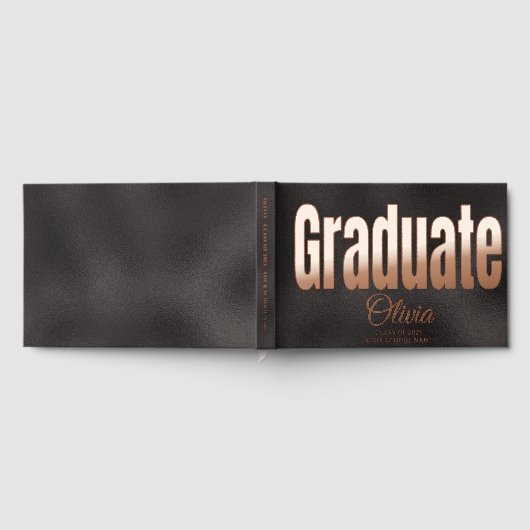 Elegante Black Gold Graduation Party Gast Gastenboek (Volledig)