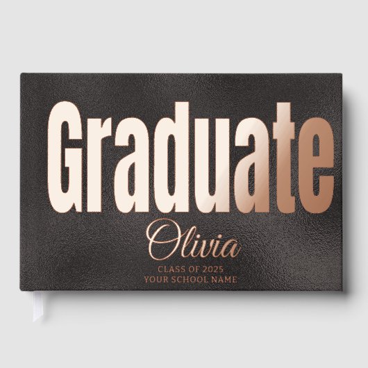 Elegante Black Gold Graduation Party Gast Gastenboek (Voorkant)