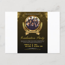 Elegante Black & Gold Graduation Party Uitnodiging