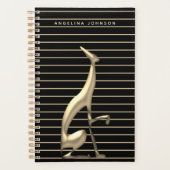 Elegante Black & Gold Greyhound Stripe Patroon Naa Planner (Voorkant)