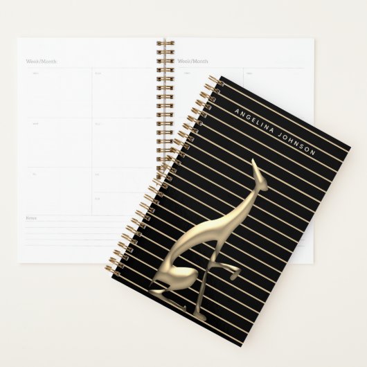 Elegante Black & Gold Greyhound Stripe Patroon Naa Planner (Display)