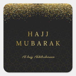 Elegante Black Gold Hajj Mubarak  Vierkante Sticker