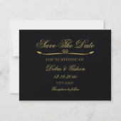 Elegante Black Gold Heart Flourish Save the Date (Voorkant)