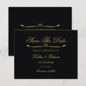 Elegante Black Gold Heart Flourish Save the Date (Voorkant / Achterkant)