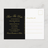 Elegante Black Gold Heart Wedding Save the Date Aankondigingskaart (Achterkant)