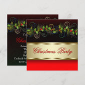 Elegante Black Gold Holly Corporate Christmas Part Kaart (Voorkant / Achterkant)