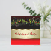 Elegante Black Gold Holly Corporate Christmas Part Kaart (Staand voorkant)
