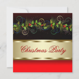 Elegante Black Gold Holly Corporate Christmas Part Kaart