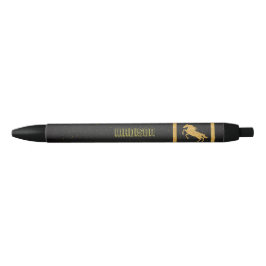 Elegante Black Gold Horse gepersonaliseerde school Zwarte Inkt Pen
