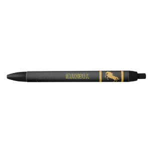 Elegante Black Gold Horse gepersonaliseerde school Zwarte Inkt Pen