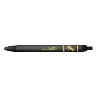 Elegante Black Gold Horse gepersonaliseerde school Zwarte Inkt Pen