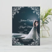 Elegante Black & Gold huwelijksuitnodiging Feestdagenkaart (Staand voorkant)