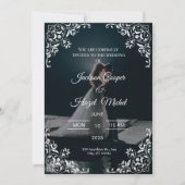 Elegante Black & Gold huwelijksuitnodiging Kaart (Voorkant)