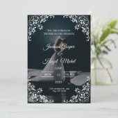 Elegante Black & Gold huwelijksuitnodiging Kaart (Staand voorkant)