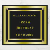 Elegante Black & Gold ingelijst Verjaardag Bier Etiket (Enkel label)
