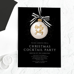 Elegante Black Gold Kerst Cocktailparty Acryl Uitnodigingen