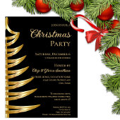 Elegante Black & Gold kerstfeest uitnodiging