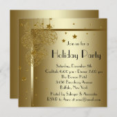 Elegante Black Gold Kerstfeest Uitnodigingen (Voorkant / Achterkant)
