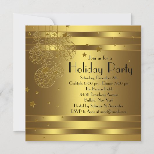 Elegante Black Gold Kerstfeest Uitnodigingen (Voorkant)