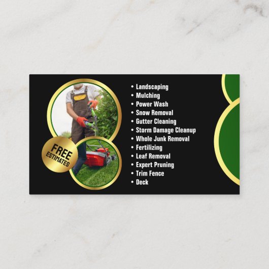 Elegante Black Gold Lawncare Landscaping Service Visitekaartje (Achterkant)