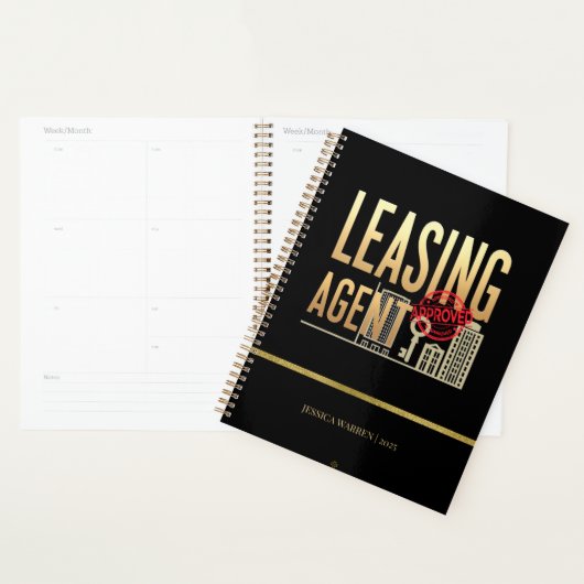 Elegante Black Gold Leasing Agent – gepersonalisee Planner (Display)