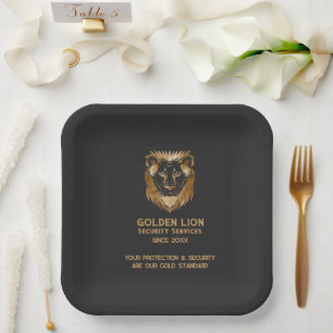 Elegante Black Gold Lion Luxe Business Logo Papieren Bordje