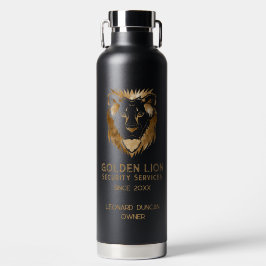 Elegante Black Gold Lion Luxe Business Logo Waterfles
