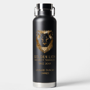 Elegante Black Gold Lion Luxe Business Logo Waterfles