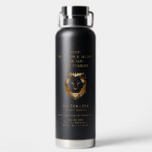 Elegante Black Gold Lion Luxe Business Logo Waterfles (Achterkant)