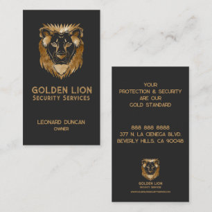Elegante Black Gold Lion Security Services Busines Visitekaartje