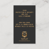Elegante Black Gold Lion Security Services Busines Visitekaartje (Achterkant)
