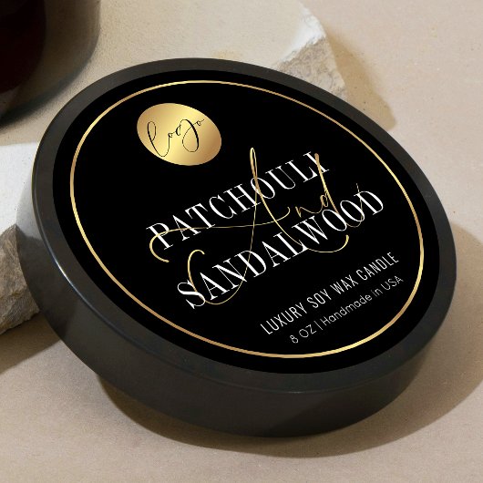 Elegante Black & Gold Logo Product Verpakkingskaar Ronde Sticker