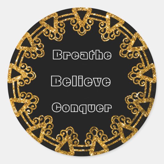 Elegante Black & Gold Mandala Motivatie Stickers (Voorkant)