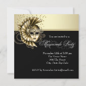 Elegante Black Gold Masquerade Party Uitnodigingen (Achterkant)
