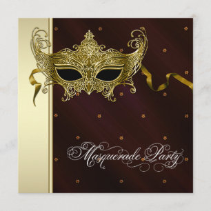 Elegante Black Gold Masquerade Party Uitnodigingen