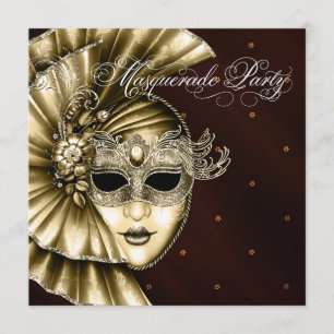 Elegante Black Gold Masquerade Party Uitnodigingen