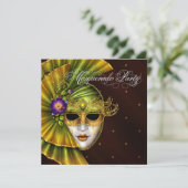 Elegante Black Gold Masquerade Party Uitnodigingen (Staand voorkant)