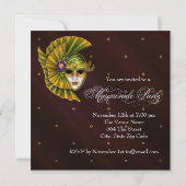 Elegante Black Gold Masquerade Party Uitnodigingen (Achterkant)